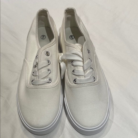 Shoes - Classic White Canvas Sneakers